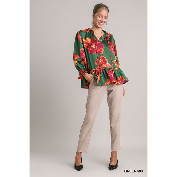 UMGEE NWT Boho Floral Print Top Western Cowgirl Chic Festival Retro Gypsy Vibes - Picture 2 of 8